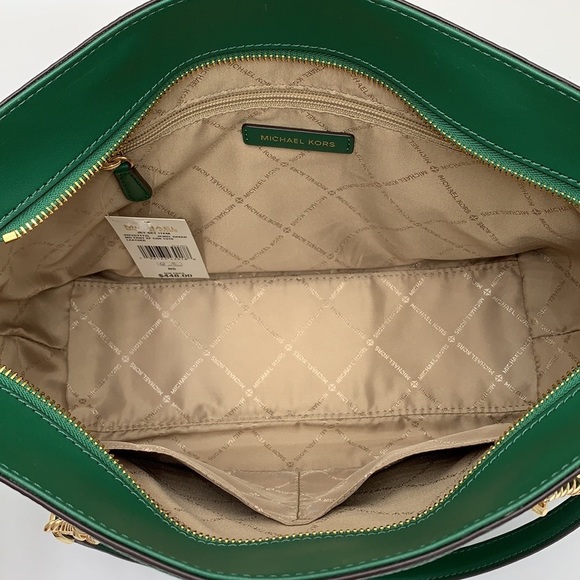 Michael Kors Jet Set Item Medium Front Pocket Shoulder Chain Tote JEWEL GREEN - Picture 12 of 16